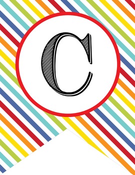 CIRCUS - Alphabet Flag Banner, A to Z, stripes, Create A Banner