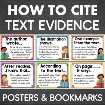 Preview of How to Cite Citing TEXT EVIDENCE Stems Posters Anchor Charts Bulletin Board