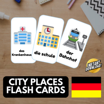 Preview of CITY PLACES GERMAN Edition (42 emoji pictures) • Montessori Cards • Flash Cards