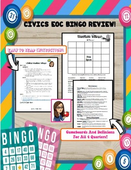 Preview of CIVICS EOC Review Bingo