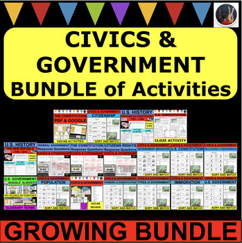 Preview of CIVICS & GOVERNMENT GROWING BUNDLE of Activities U.S. History