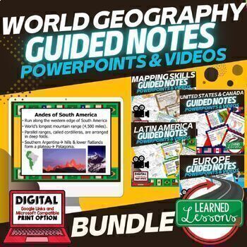 Preview of WORLD GEOGRAPHY Guided Notes & PowerPoints BUNDLE, PRINT & DIGITAL, GOOGLE