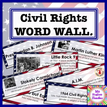 Preview of CIVIL RIGHTS DISPLAY: Vocabulary Word Wall or flashcards
