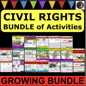 Preview of CIVIL RIGHTS Social Reform Suffrage GROWING BUNDLE of Activities U.S. History
