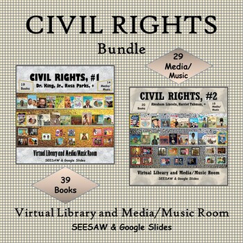 Preview of CIVIL RIGHTS Virtual Library & Media/Music Room BUNDLE  - SEESAW & Google Slides