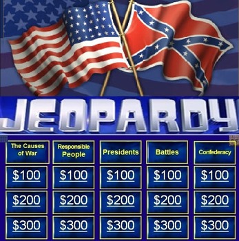 Preview of CIVIL WAR AND RECONSTRUCTION JEOPARDY