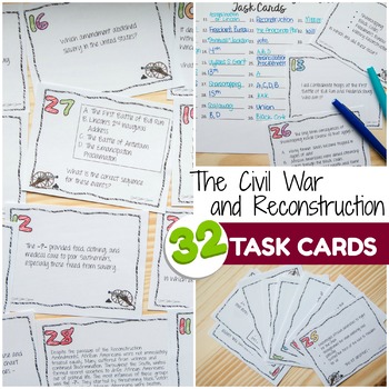 Preview of CIVIL WAR AND RECONSTRUCTION TASK CARDS
