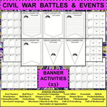 Preview of CIVIL WAR BATTLES & EVENTS Banner Activities Historical Research