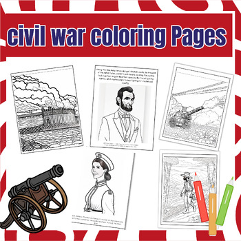 Preview of CIVIL WAR STORY COLORING PAGES FOR KIDS 8.5x11 in