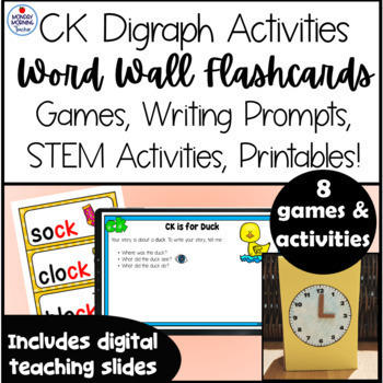 Preview of CK Digraph Activities Flashcards Games Printables STEM building activities