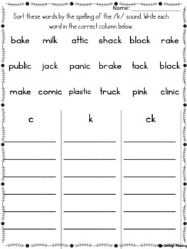 CK Spelling Rule Pack by Blue Cottage Reading | Teachers Pay Teachers
