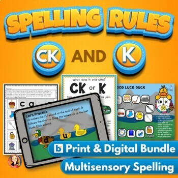 Preview of CK and K Spelling Rule Bundle with Digital Task Cards
