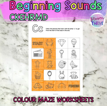 Preview of CKEHRMD Beginning Sounds NO PREP Colour Mazes Worksheets