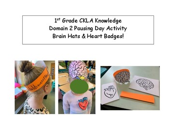 Preview of CKLA 1st Grade Domain 2 Pausing Point Brain Hat and Heart Badge Activity