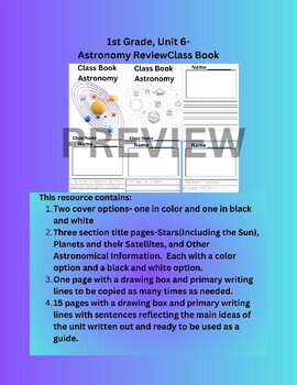 Preview of CKLA 1st Grade Unit 6: Astronomy Class Book, Domain Review