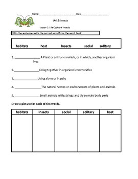 Preview of CKLA 2nd grade Unit 8 Lesson 3 Life Cycles of Insects