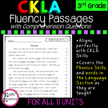 Preview of CKLA 3rd Grade Fluency Passages with Reading Comprehension