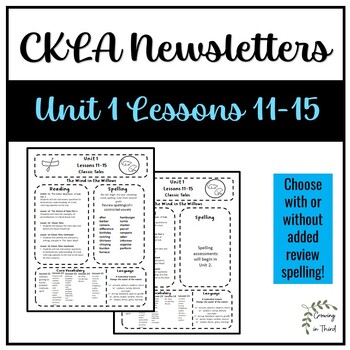 Preview of CKLA 3rd Grade Newsletters |Unit 1 Lessons 11-15|