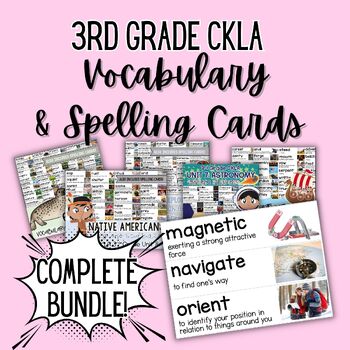 Preview of CKLA 3rd Grade Vocabulary & Spelling Cards BUNDLE