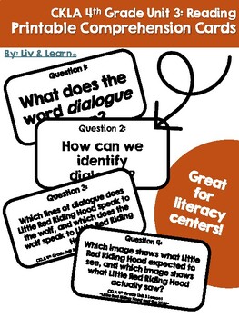 Preview of CKLA 4th Grade Unit 3: Stories - Printable Reading Comprehension Cards