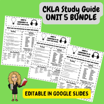 Preview of CKLA (Amplify) 3rd Grade Google Slides Unit 5 Study Guides EDITABLE 