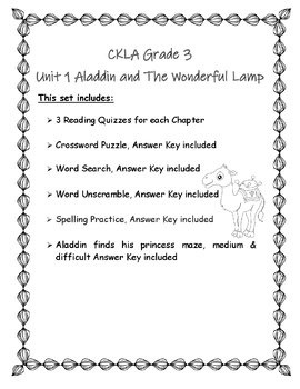 Preview of CKLA Grade 3 Unit 1 Classic Tales - Aladdin and The Wonderful Lamp