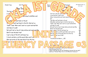 Preview of CKLA First Grade Fluency Passage: Unit 1 Week 3