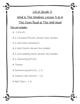 Preview of CKLA Grade 3- Read Aloud Wind in the Willows - Lesson 3 & 4