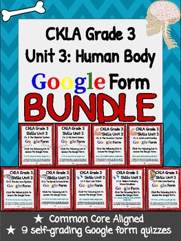 Preview of CKLA Grade 3 Skills Unit 3 Human Body Google Form Quiz BUNDLE (1st edition)