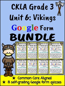 Preview of CKLA Grade 3 Skills Unit 6 Vikings Google Form Quiz BUNDLE (1st & 2nd edition)