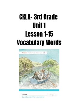 Preview of CKLA Grade 3 Unit 1 Vocabulary Words Lesson 1-15