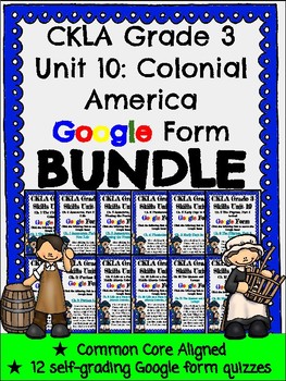 Preview of CKLA Grade 3 Unit 10 Colonial America Google Form Quiz BUNDLE (1st edition)