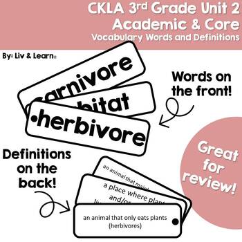 Preview of CKLA Grade 3 Unit 2 Vocabulary Words and Definitions