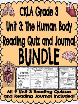 Preview of CKLA Grade 3 Unit 3 Human Body Quiz and Journal BUNDLE (1st edition)