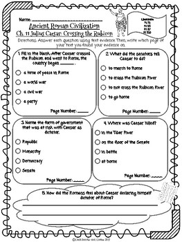 Preview of CKLA Grade 3 Unit 4 Ch. 11 Ancient Rome Reading Quiz (1st edition)