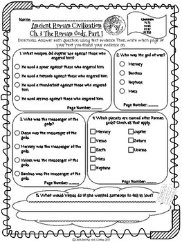 Preview of CKLA Grade 3 Unit 4 Ch. 3 Ancient Rome Reading Quiz (1st and 2nd edition)