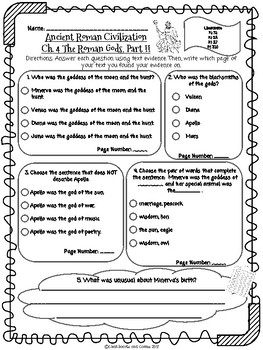 Preview of CKLA Grade 3 Unit 4 Ch. 4 Ancient Rome Reading Quiz (1st edition)