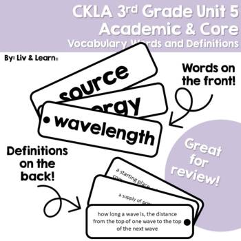 Preview of CKLA Grade 3 Unit 5 Vocabulary Words and Definitions