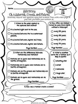 Preview of CKLA Grade 3 Unit 7 Ch. 5 Astronomy Reading Quiz (1st edition)