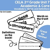 CKLA Grade 3 Unit 7 Vocabulary Words and Definitions