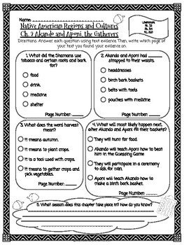 Preview of CKLA Grade 3 Unit 8 Ch. 2 Native Americans Reading Quiz (2nd edition)