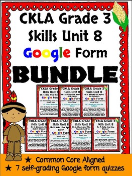 Preview of CKLA Grade 3 Unit 8 Native Americans Google Form Quiz BUNDLE (1st edition)