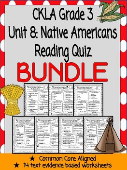 Preview of CKLA Grade 3 Unit 8 Native Americans Reading Quiz BUNDLE (1st edition)