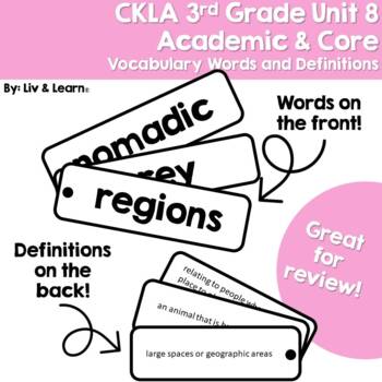 Preview of CKLA Grade 3 Unit 8 Vocabulary Words and Definitions