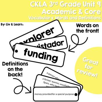 Preview of CKLA Grade 3 Unit 9 Vocabulary Words and Definitions