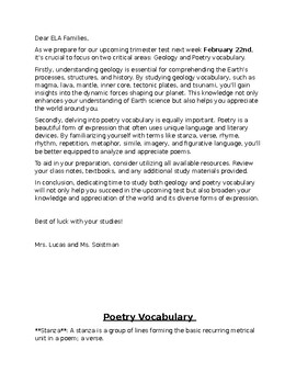 Preview of CKLA Grade 4 Poetry and Geology Study Guide (editable)