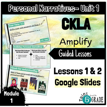 Preview of CKLA Grade 4 Unit 1: Personal Narrative Lesson 1 and 2 Freebie
