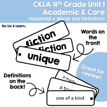 Preview of CKLA Grade 4 Unit 1 Vocabulary Words and Definitions