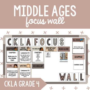 Preview of CKLA Grade 4 Unit 2 Middle Ages Focus Wall: I Can Statements, Bell Ringers +