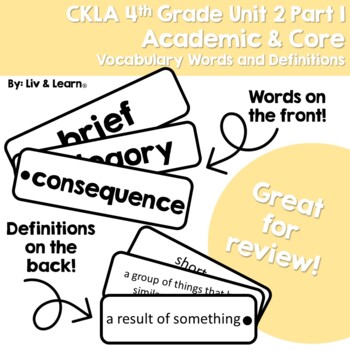 Preview of CKLA Grade 4 Unit 2 Part 1 Vocabulary Words and Definitions